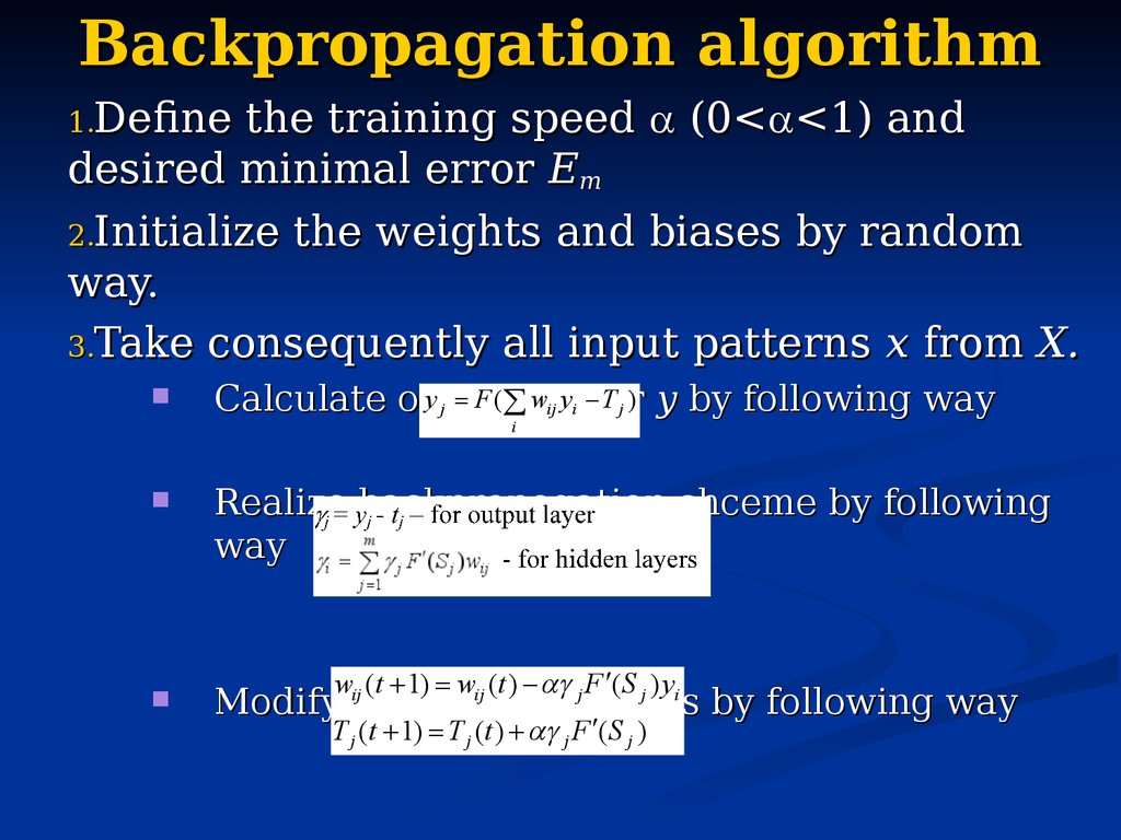 Backpropagation algorithm