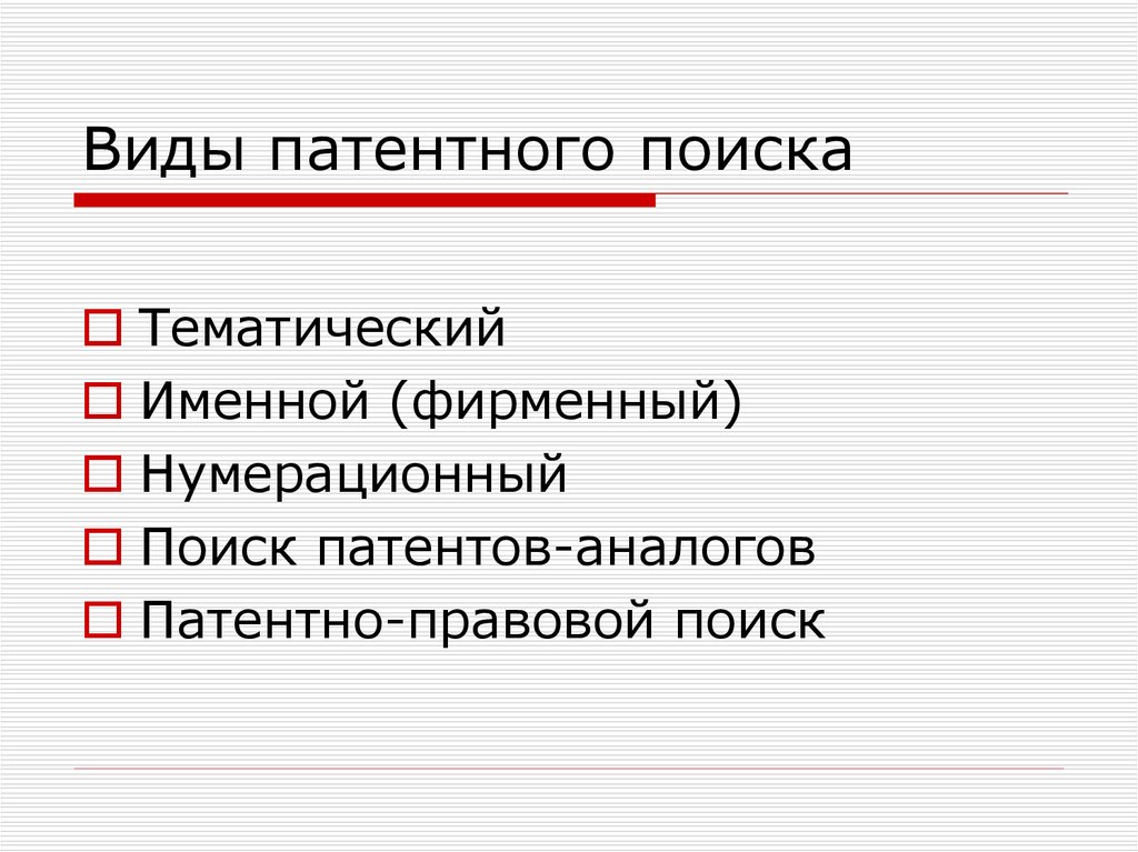 Виды патентов