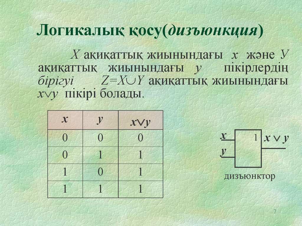 Дизъюнкция какое действие