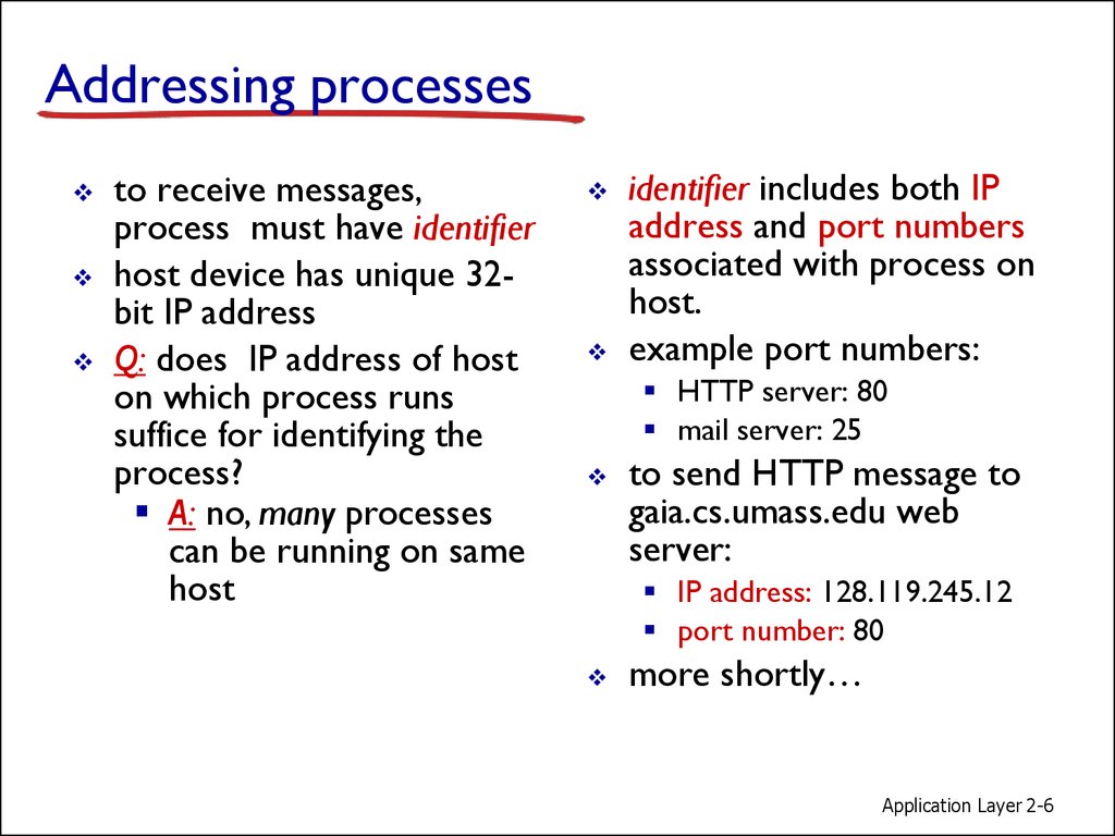 Addressing processes