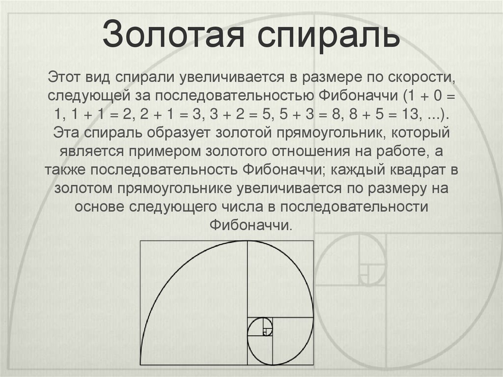 Золотая спираль в фотографии