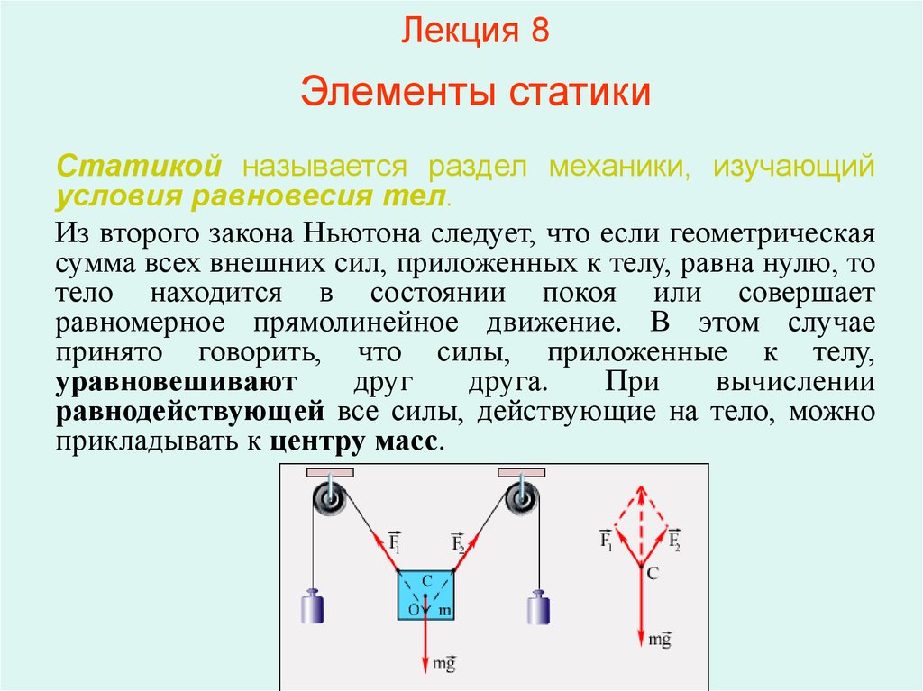 Равновесие тела на нити. Элементы статики. Элементы статики физика. Раздел физики, изучающий условие равновесия тел.. Презентация элементы статики.