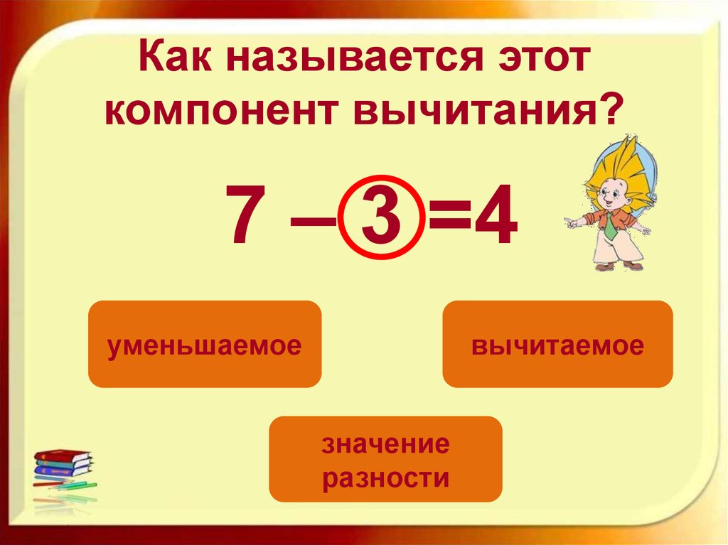 Как это называется. Компоненты вычитания уменьшаемое вычитаемое разность. Как найти уменьшаемое правило 1 класс. Вычитание как называются компоненты. Вычитание название компонентов.