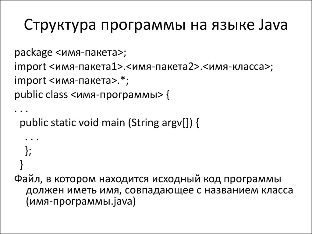 Основная структура программы. Структура языка программирования java. Язык программирования java. Структура программы. Структура java приложения. Структура программы на джаве.