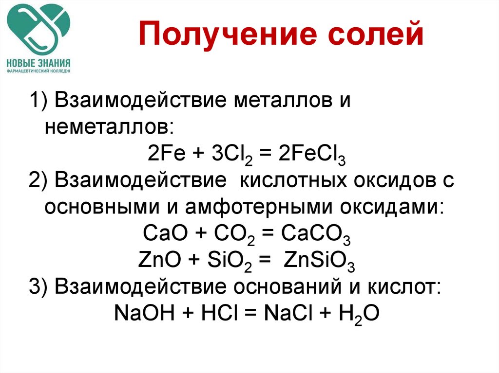 Получение солей