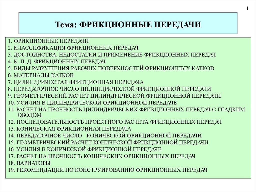 Фрикционные передачи презентация