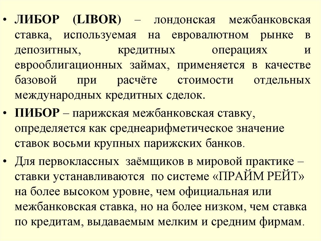 Межбанковское кредитование презентация