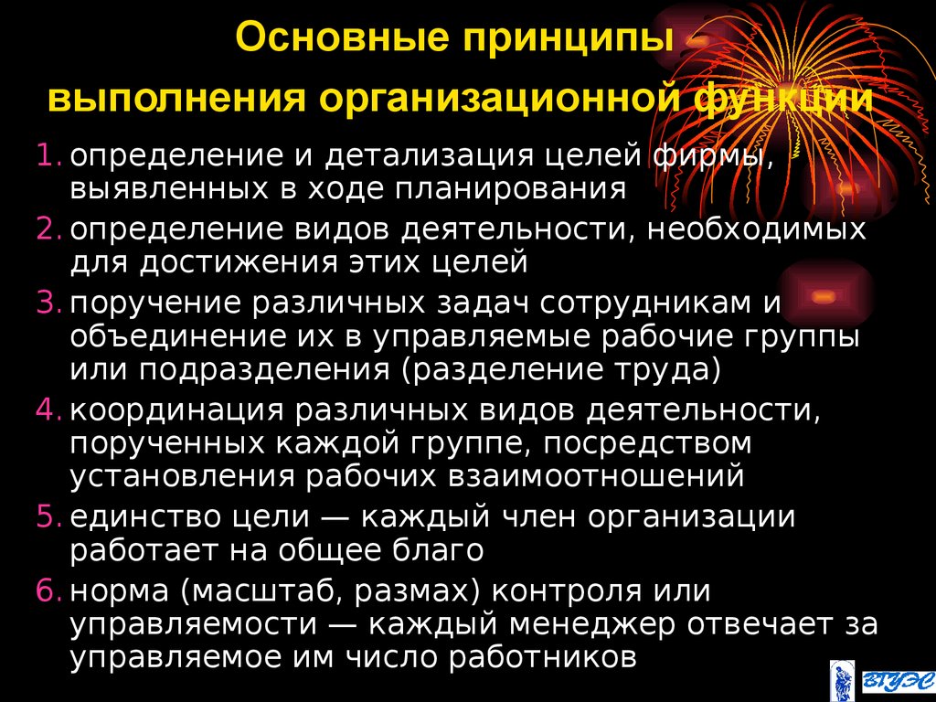 Основные организационные принципы. Принципы организационной функции. Детализация целей и функций. Определение функции организации. По степени детализации цели бывают.