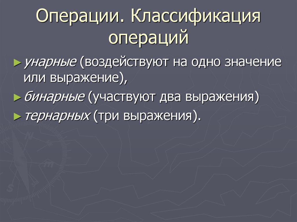 Классификация операций