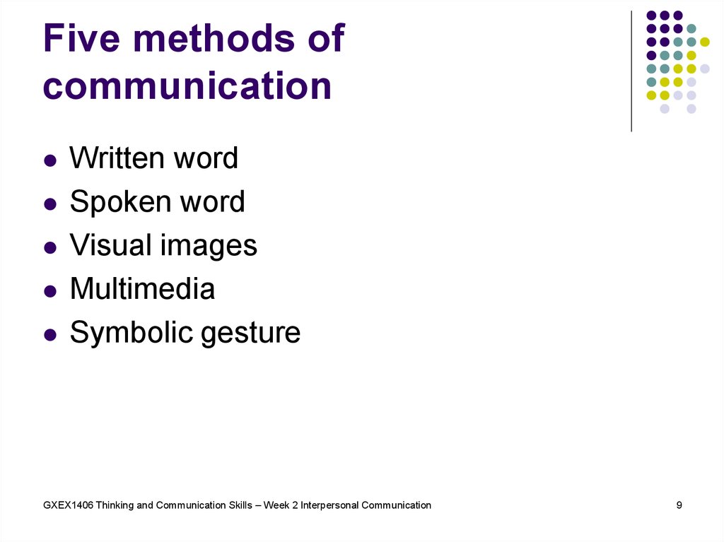 Five methods of communication