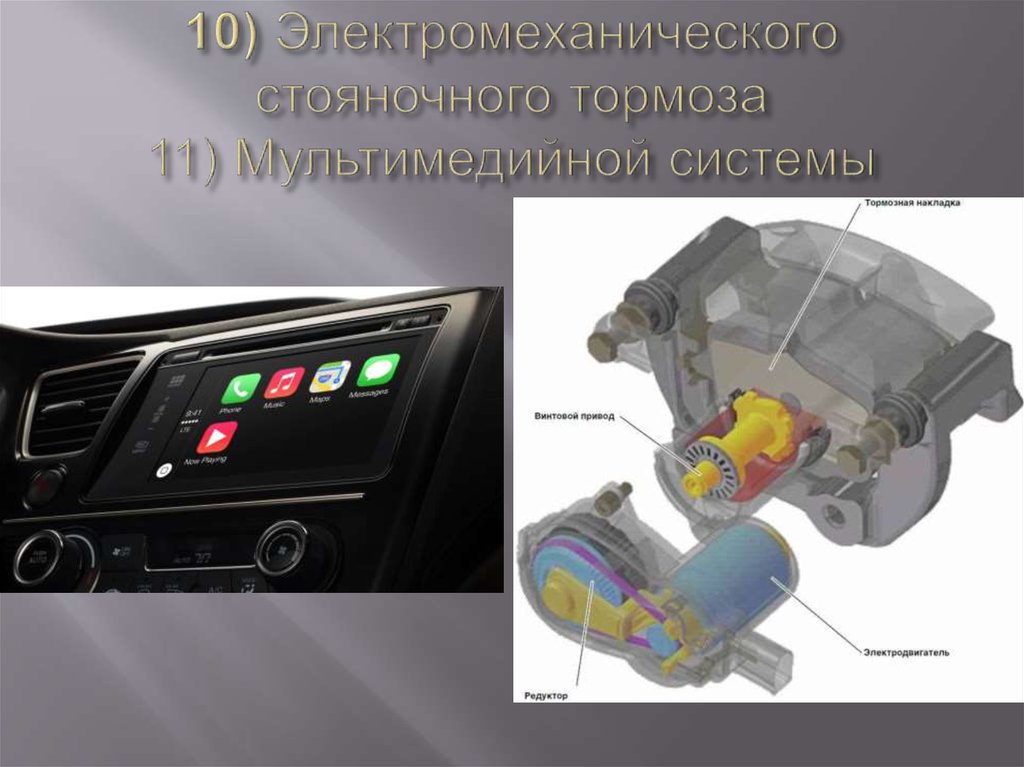 Диагностики автомобиля презентация. Приборы электрооборудования автомобиля. Электромеханический стояночный тормоз. Тема:компьютерная диагностика узлов автомобиля. Приборы для диагностики системы пуска.