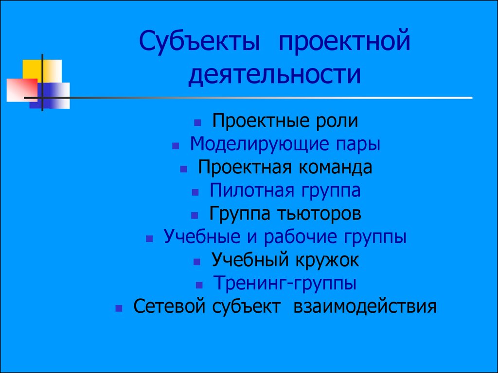 Что такое субъект проекта