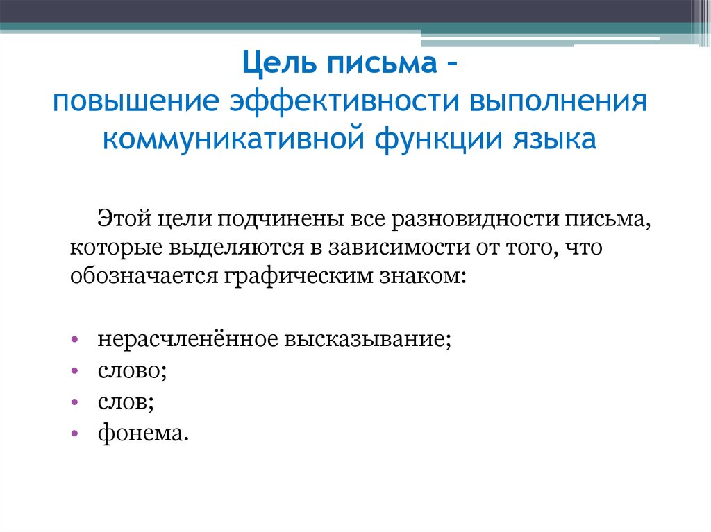 Цель письма. Коммуникативные цели письма. Коммуникативные возможности письма. Функции письма.