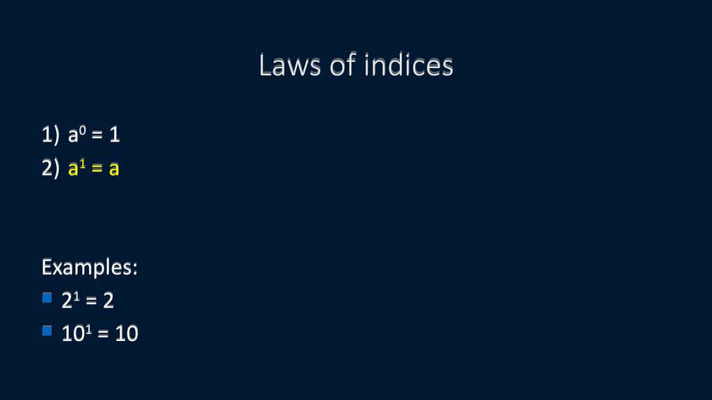 Laws of indices