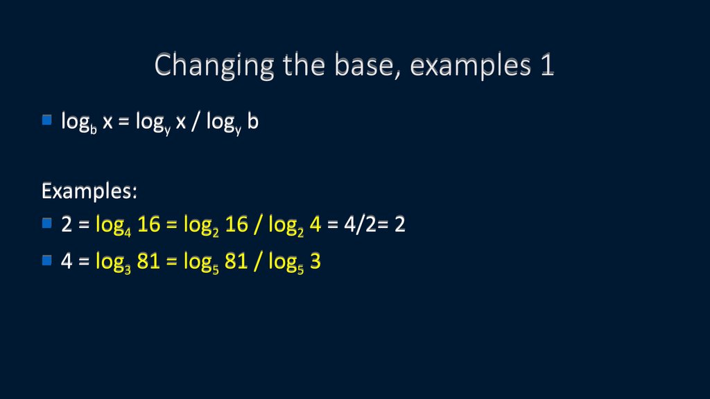 Changing the base, examples 1