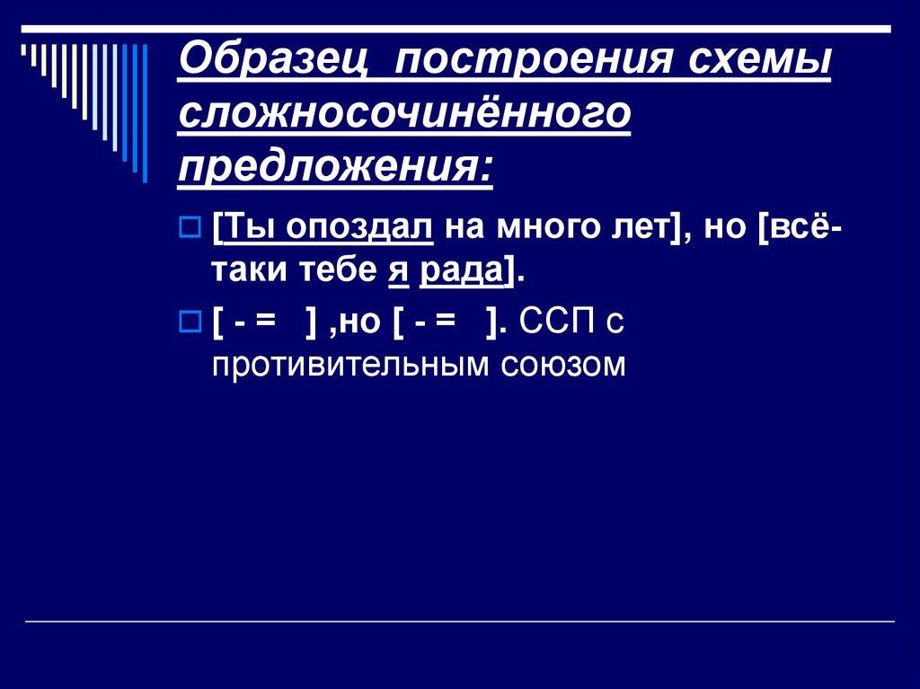 Схема сложносочиненного предложения с союзом