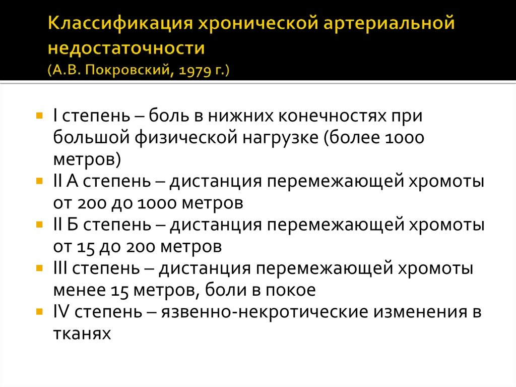 Хроническая артериальная недостаточность нижних конечностей презентация