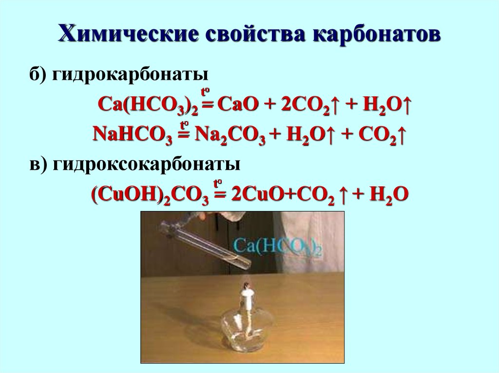 1 взаимодействие карбоната кальция с соляной кислотой. Химические свойства нерастворимых карбонатов. Карбонат взаимодействует с. Карбонаты и гидрокарбонаты.