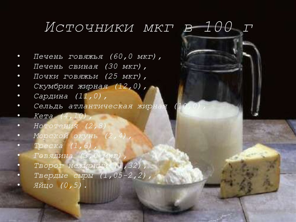 Источники мкг в 100 г