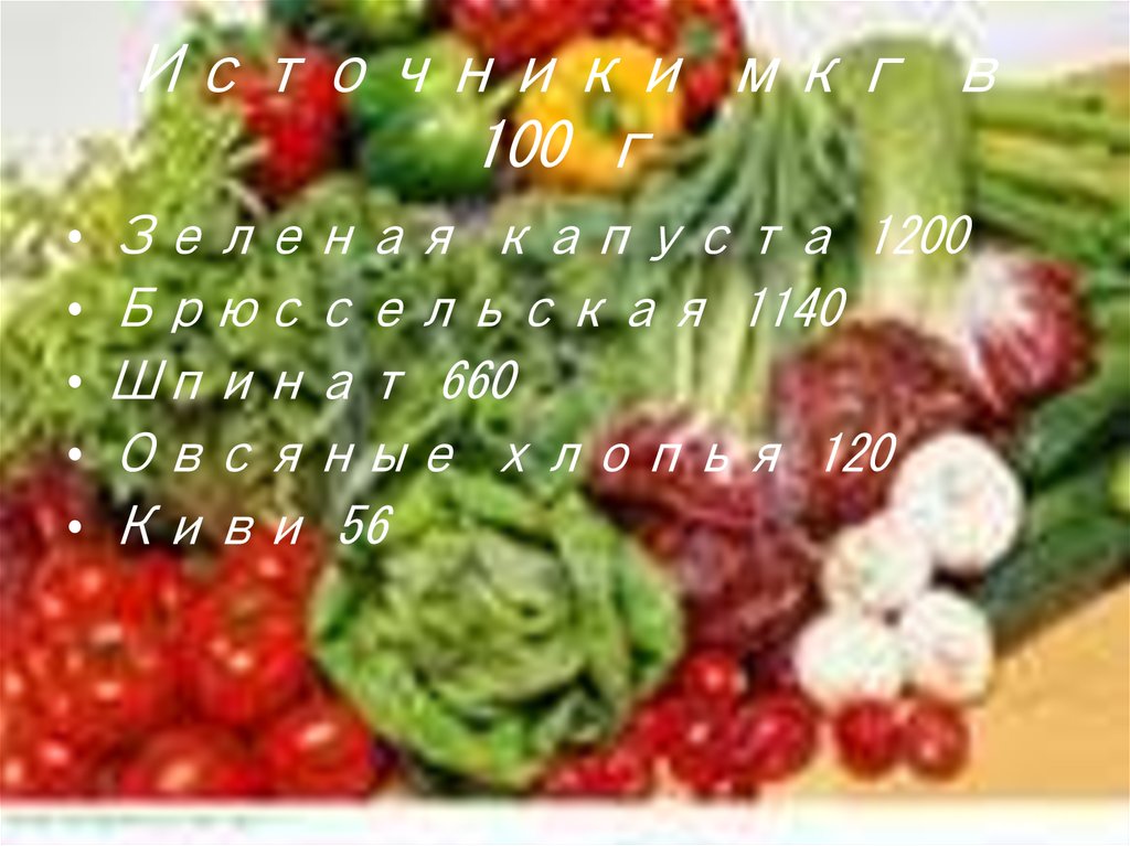 Источники мкг в 100 г