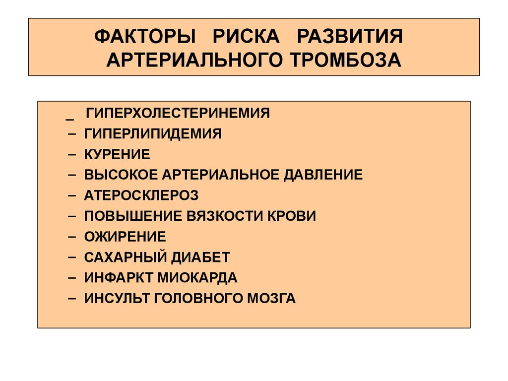 Риск р. Факторы риска развития острого артериального тромбоза. Факторы риска развития венозного тромбоза. Факторы риска развития артериальных и венозных тромбозов. Факторы способствующие развитию тромбоза.