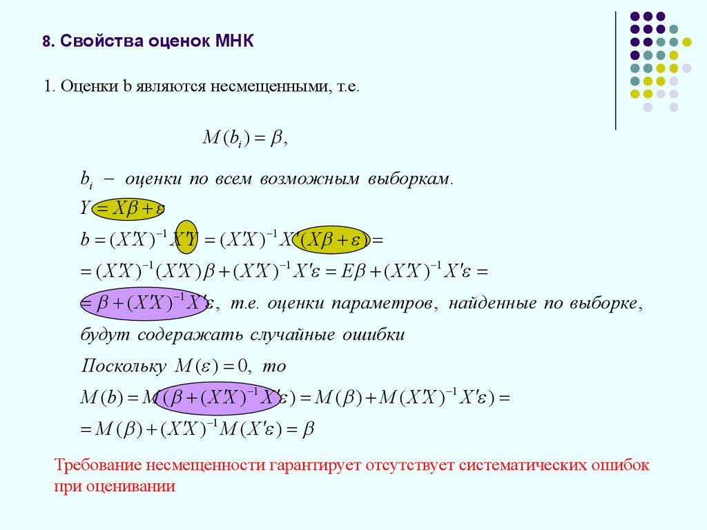 Меркатус нова компани. Свойства оценок МНК. Свойства оценок метода наименьших квадратов. Многомерная регрессия. 1. Свойства оценок метода наименьших квадратов (МНК)..