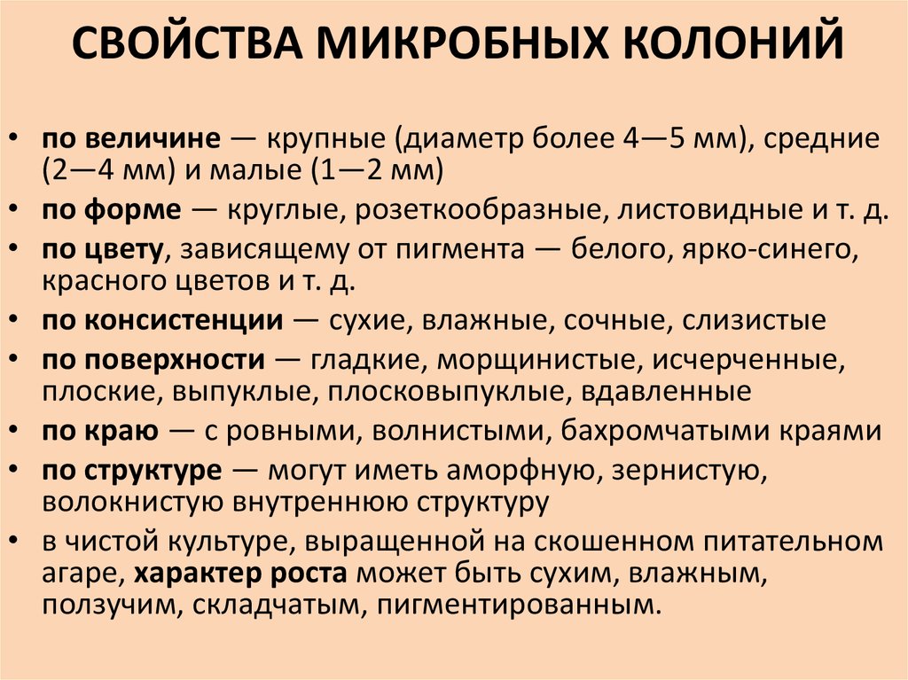 Особенности колонии