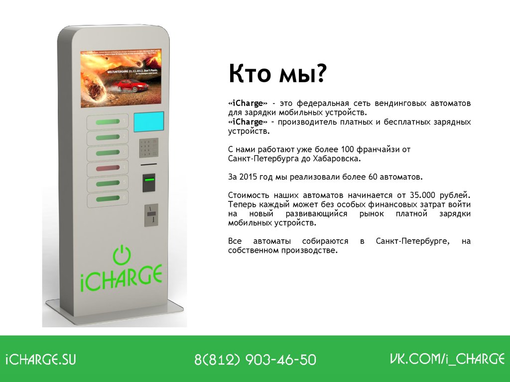 Франшиза iCharge - бизнес на зарядке телефонов - презентация онлайн