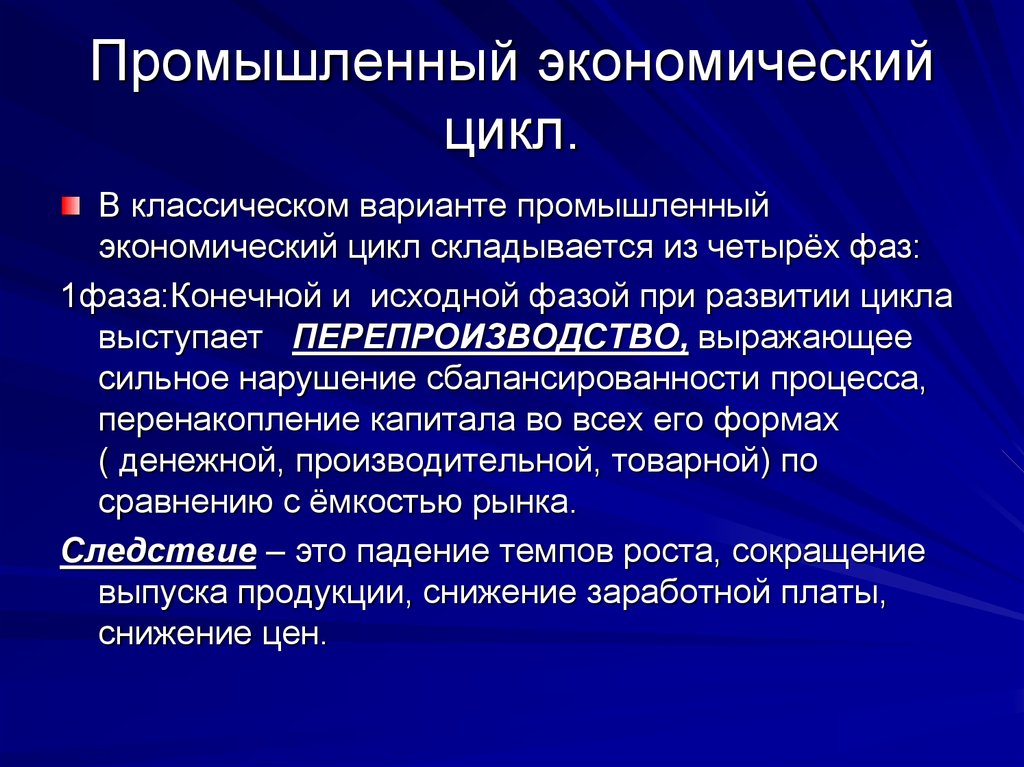 Цикл 19. Промышленный цикл. Промышленный экономический цикл. Классический промышленный цикл. Фазы промышленного цикла.