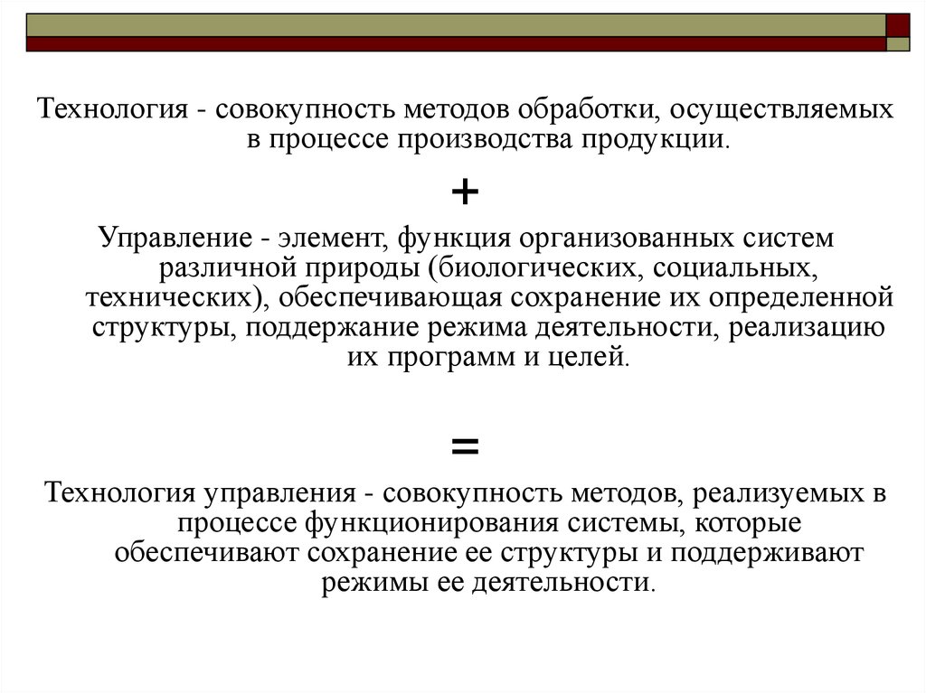 Процесс управления совокупность