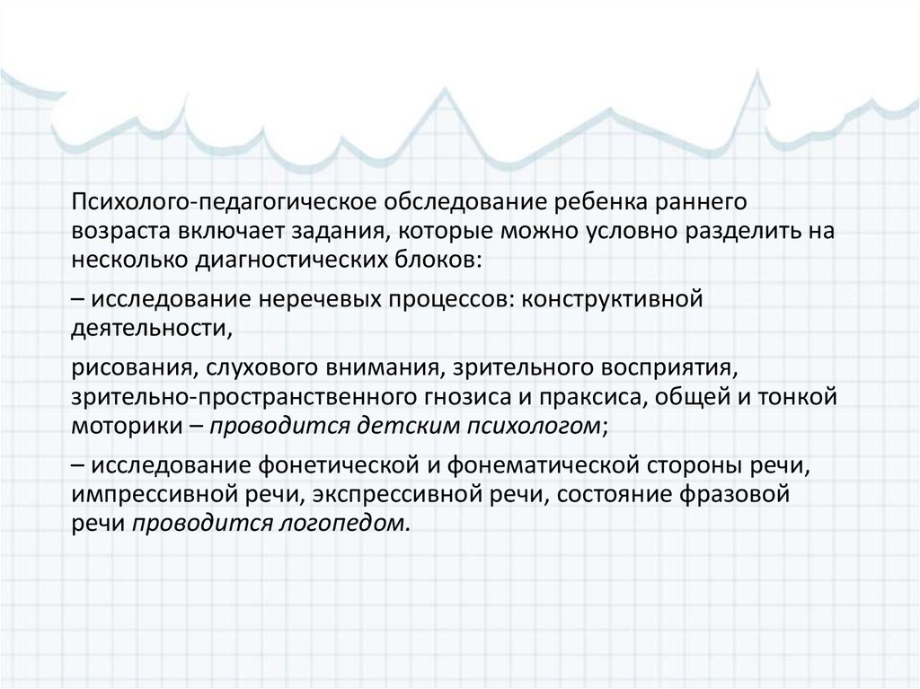 Схема психолого педагогического обследования детей с нарушениями речи