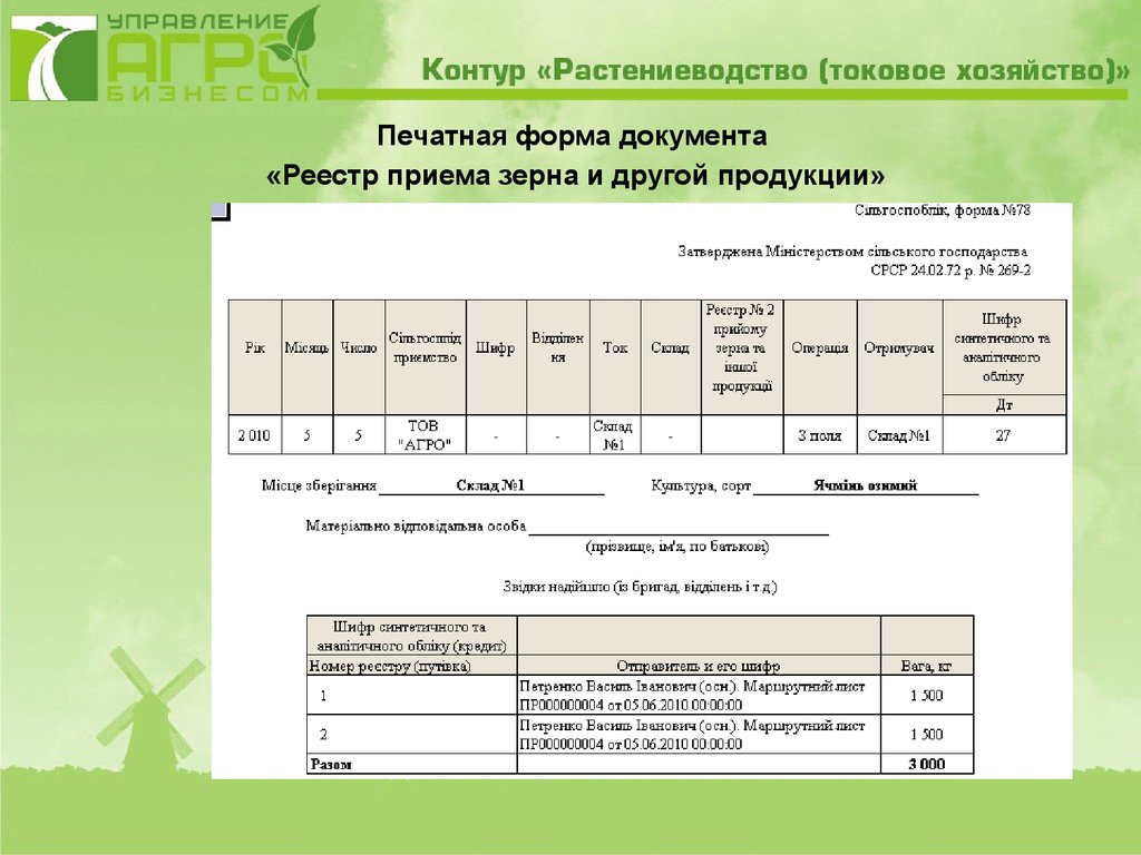 Реестр приема зерна от водителя форма сп 8 образец заполнения