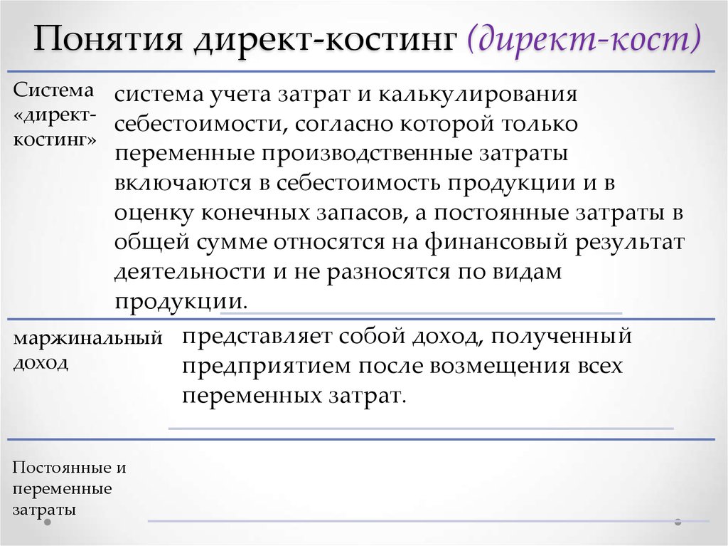 Директ принцип. Система директ-костинг представляет собой. Директ Кост. Директ-костинг в управленческом учете.