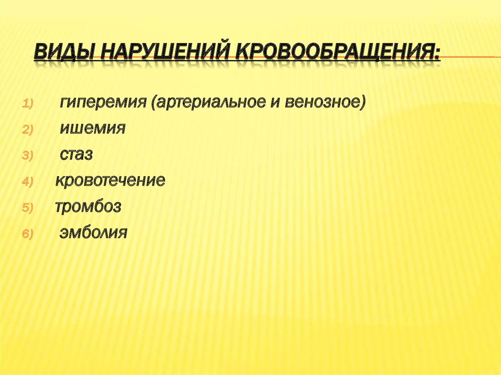 На схеме определите вид нарушения кровообращения