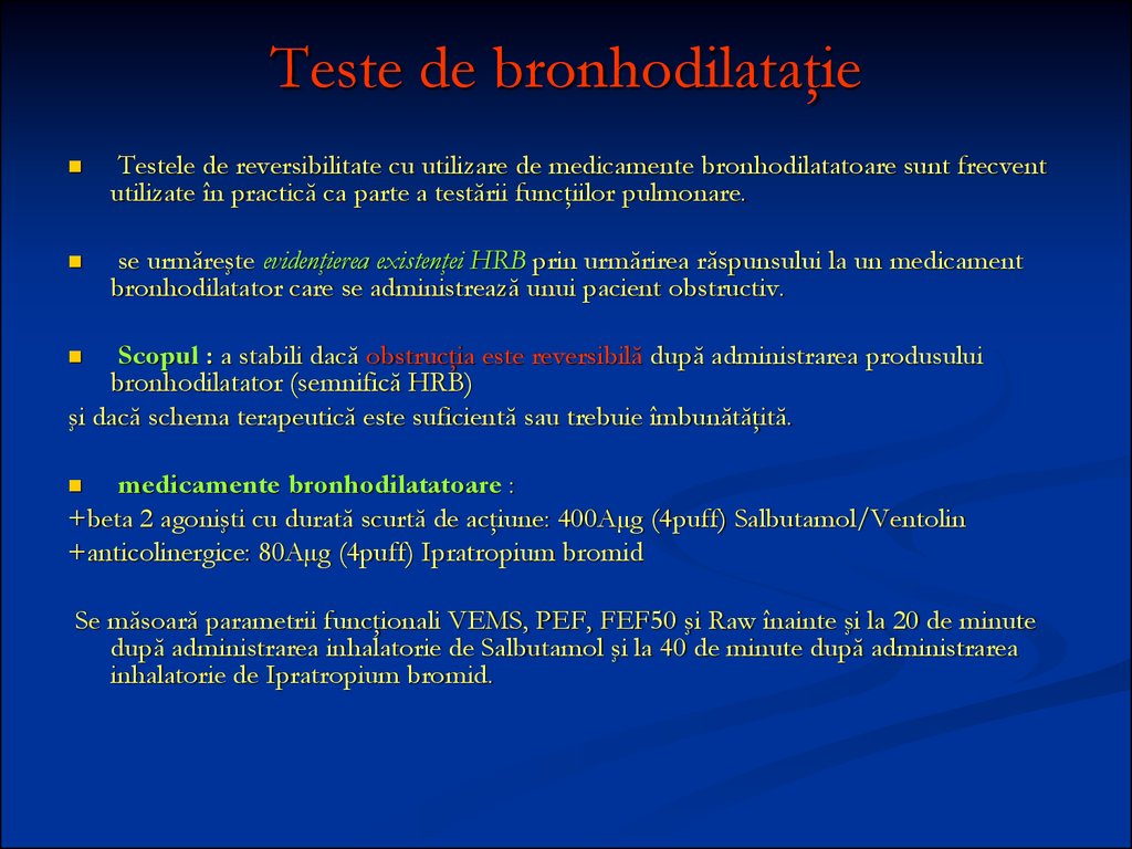 Teste de bronhodilataţie