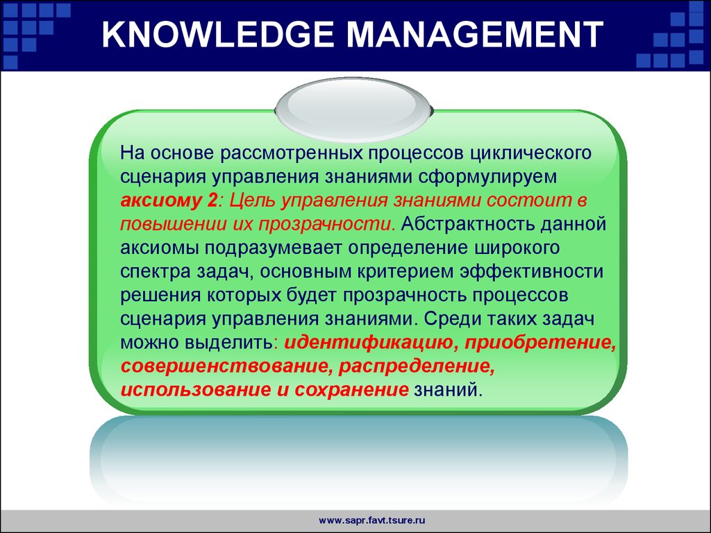 KNOWLEDGE MANAGEMENT