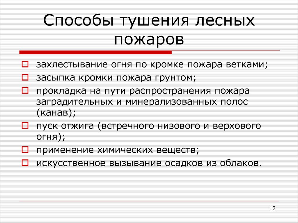 Природные пожары понятие классификация способы тушения презентация