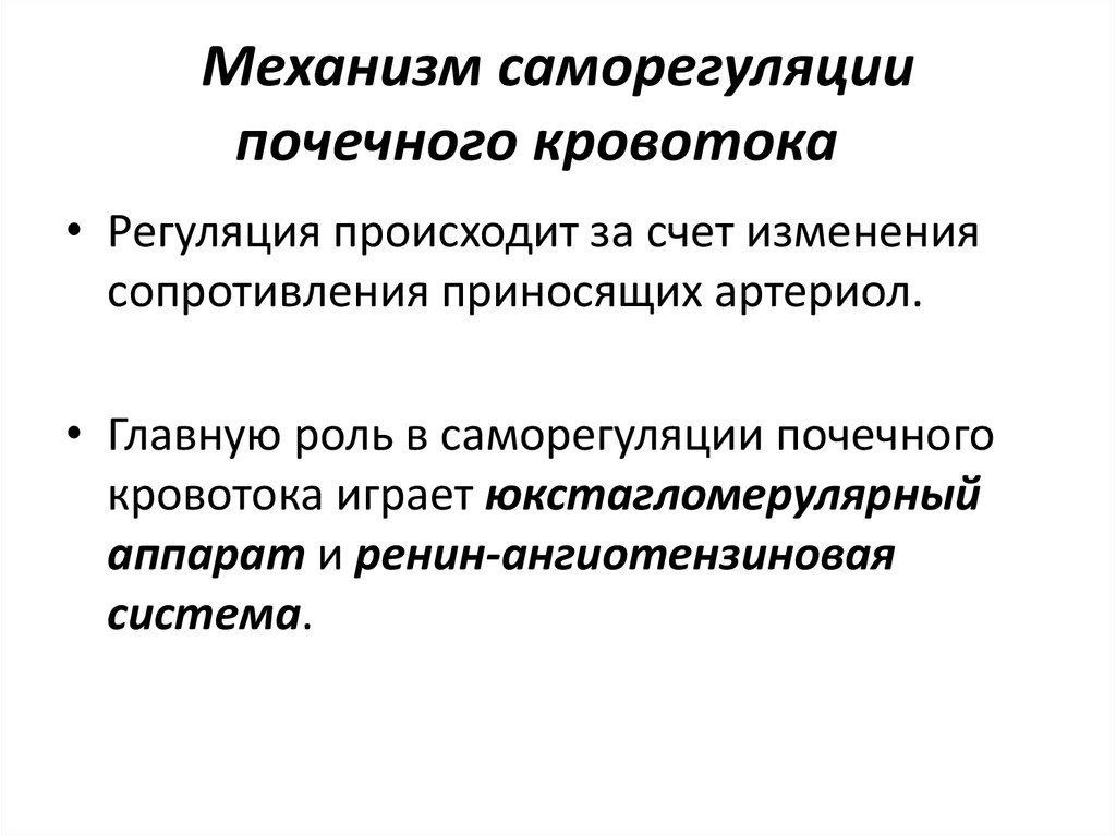 Механизмы саморегуляции. Саморегуляция почечного кровотока. Регуляция почечного кровотока. Механизмы регуляции почечного кровотока. Ауторегуляция почечного кровотока.