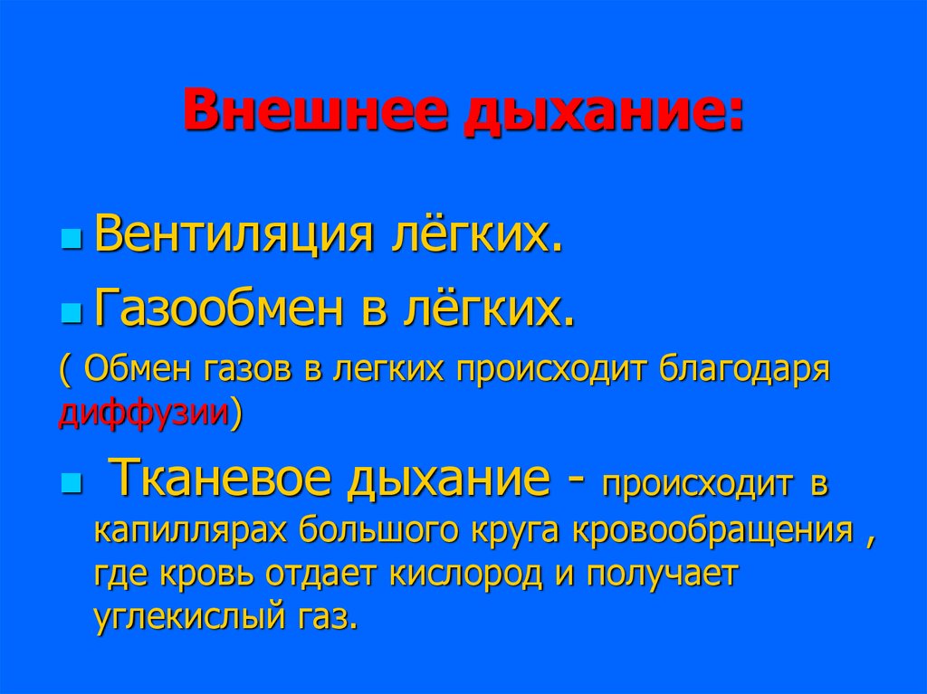 Особенности внутреннего дыхания