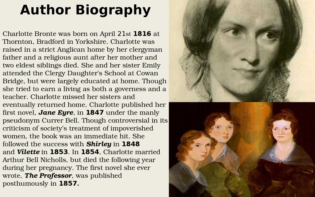 Charlotte Bronte. The novel "Jane Eyre" - online presentation
