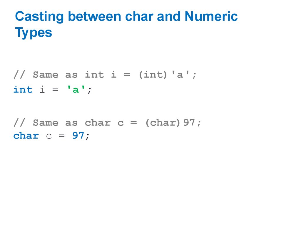 Casting between char and Numeric Types