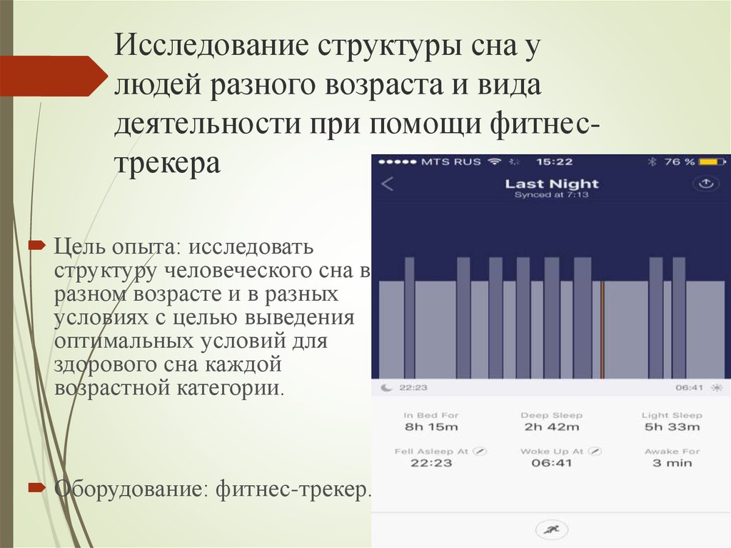 Исследование структуры сна у людей разного возраста и вида деятельности при помощи фитнес-трекера