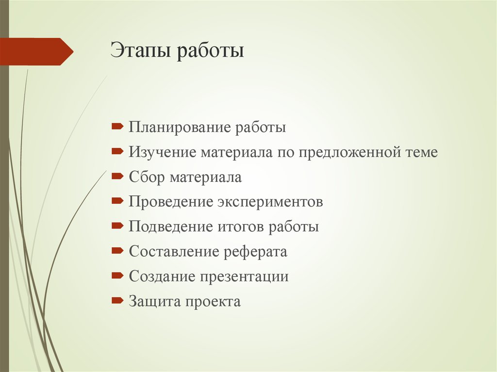 Этапы работы