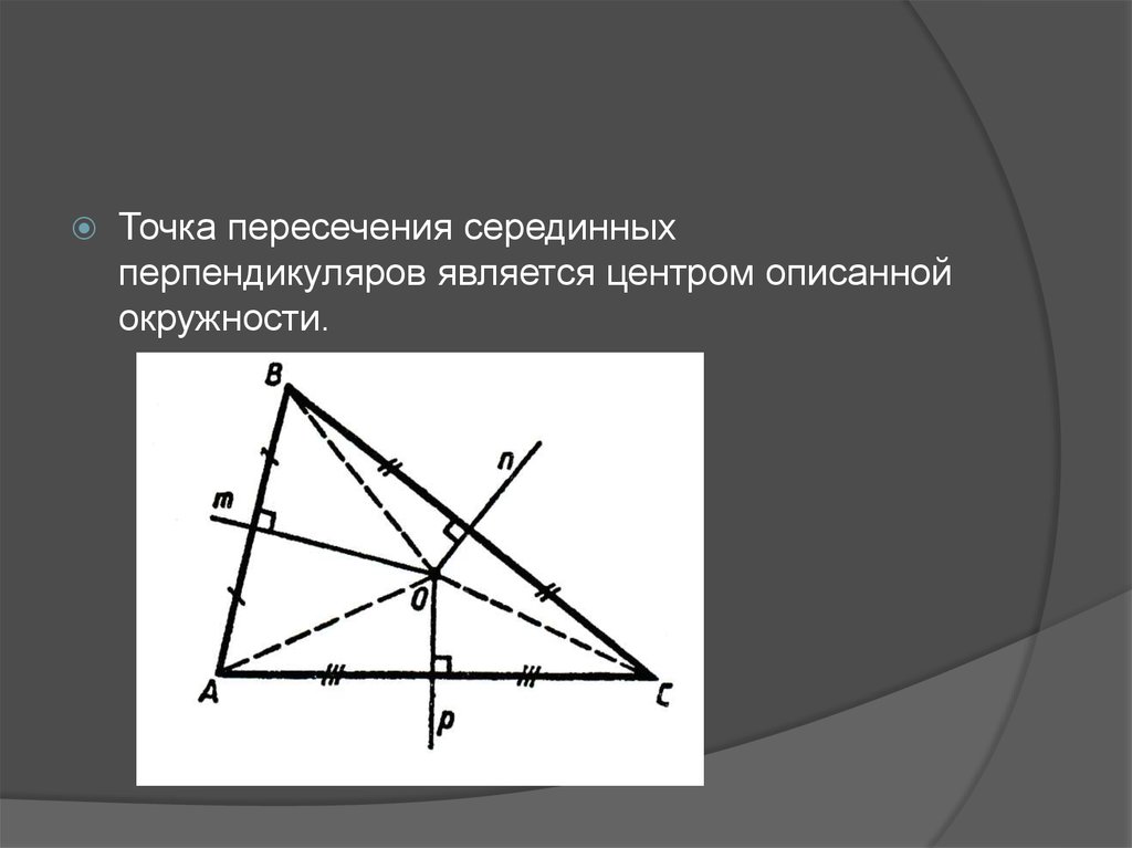 Каждая точка серединного перпендикуляра к отрезку