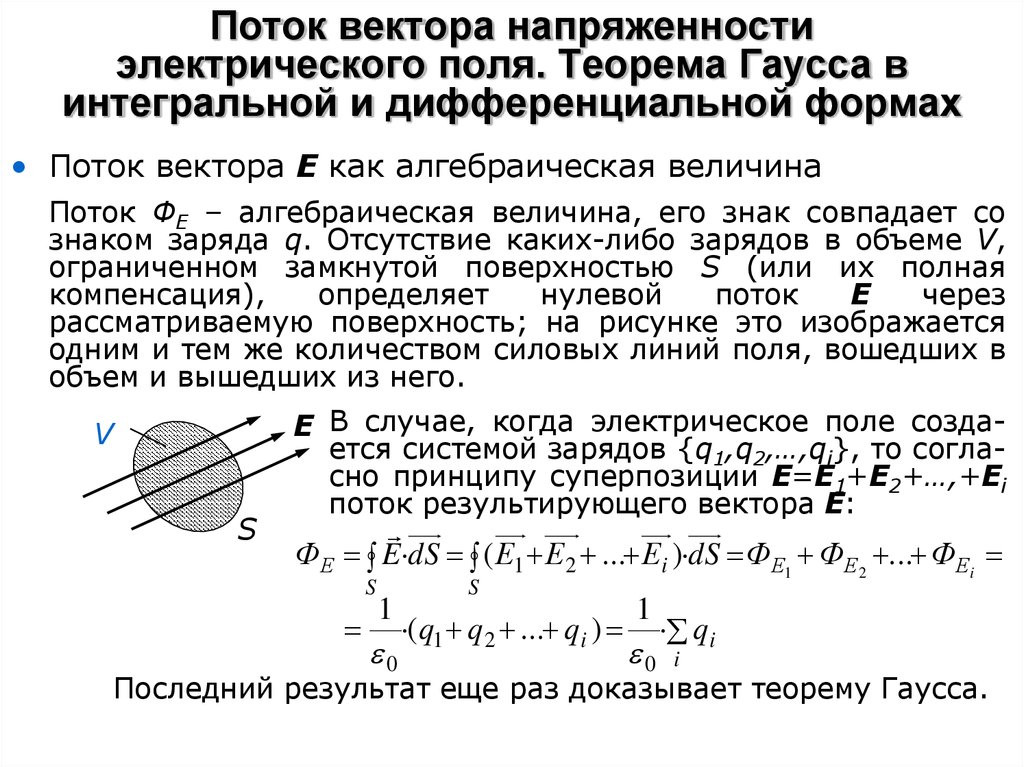  Ответ на вопрос по теме Электрическое поле. Теорема Гаусса