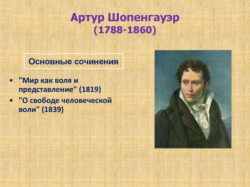 Представление шопенгауэр. Артур Шопенгауэр (1788-1860). Шопенгауэр 1788 1860 Воля. Артура Шопенгауэра (1788-1860; мир как Воля и представление). Презентация по Шопенгауэра.