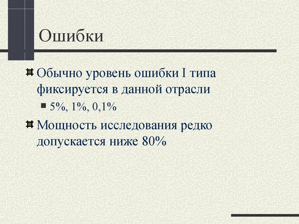 Ошибки обычный. Мощность исследования. Уровни ошибок. Мощность исследования 60%. Обычный уровень.