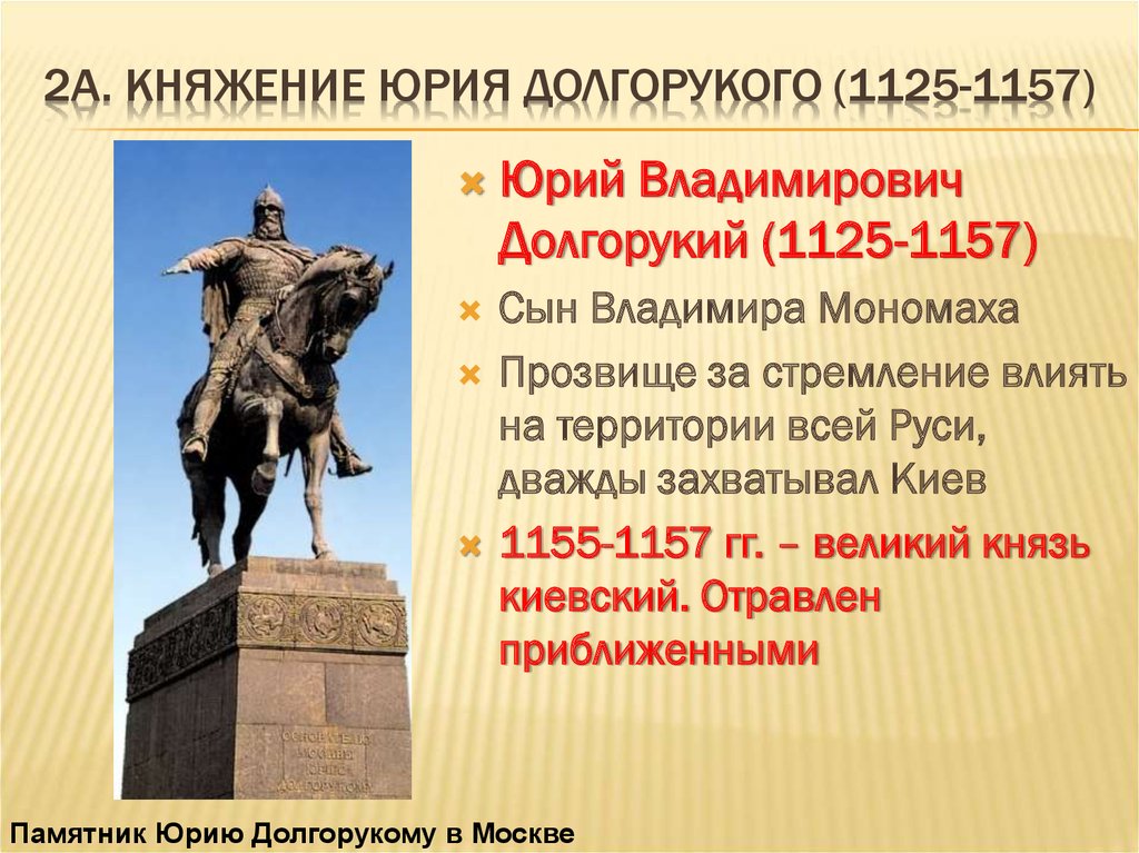 2а. Княжение Юрия Долгорукого (1125-1157)