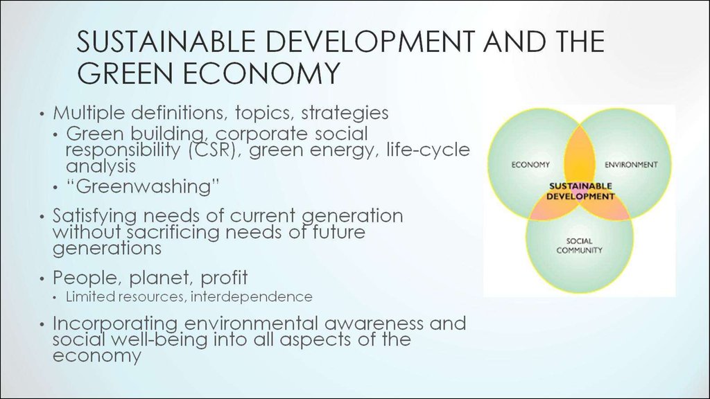 Sustainable Development and the green economy