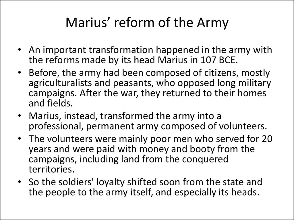 Marius’ reform of the Army